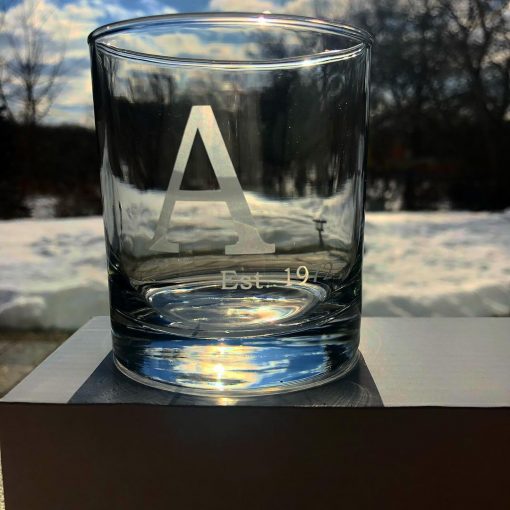 Custom Etched Whiskey Monogram Glasses