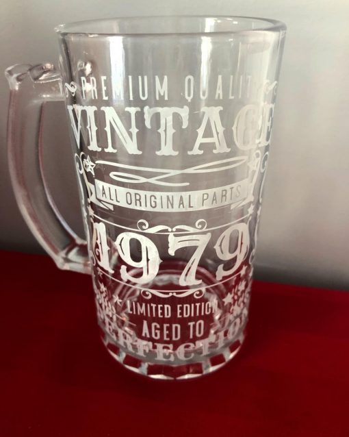  Etched Beer Mug - Vintage 1979