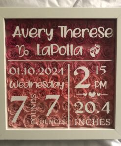 8x8 White Shadow Box with Pink Flowers