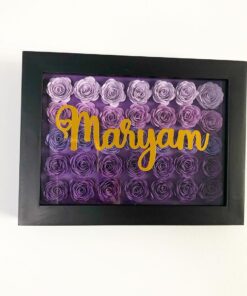 5x7 Black Shadow Box with Purple Flowers