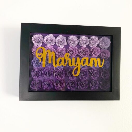 5x7 Black Shadow Box with Purple Flowers