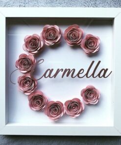 8x8 Shadow Box with 3D handrolled roses