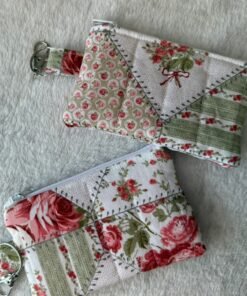 Quilted Keychain Wallet - rose patchwork