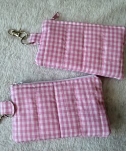 Quilted Keychain Wallet - pink Gingham